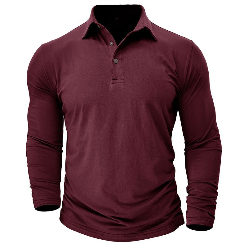 Claus | Men's Long-Sleeve Polo Shirt, Modern Polo Shirt | Bella Blue | Military Green