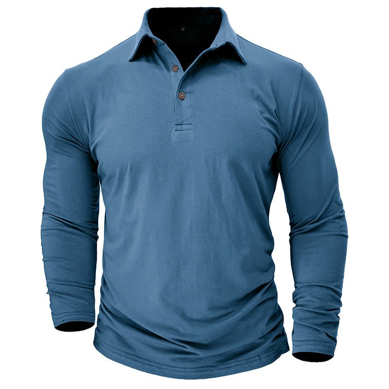 Claus | Men's Long-Sleeve Polo Shirt, Modern Polo Shirt | Bella Blue | Military Green
