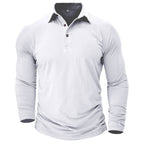 Claus | Men's Long-Sleeve Polo Shirt, Modern Polo Shirt | Bella Blue | Military Green