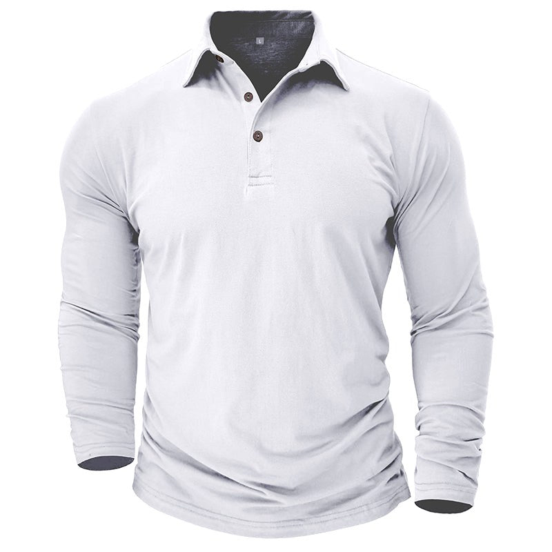 Claus | Men's Long-Sleeve Polo Shirt, Modern Polo Shirt | Bella Blue | Military Green