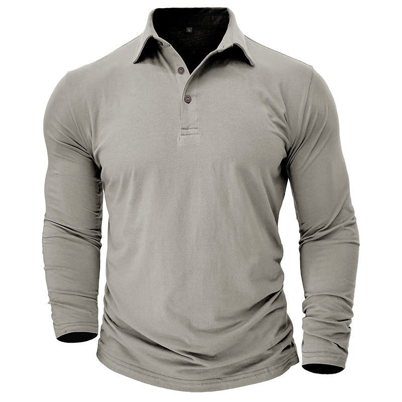 Claus | Men's Long-Sleeve Polo Shirt, Modern Polo Shirt | Bella Blue | Military Green