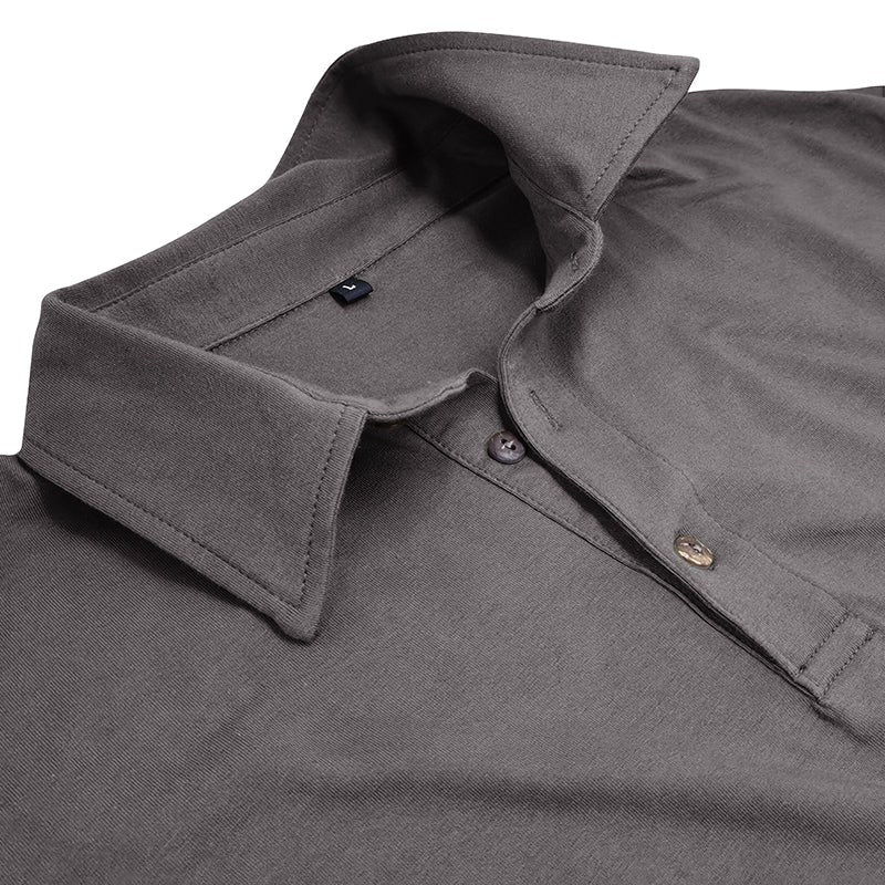 Claus | Men's Long-Sleeve Polo Shirt, Modern Polo Shirt | Bella Blue | Black
