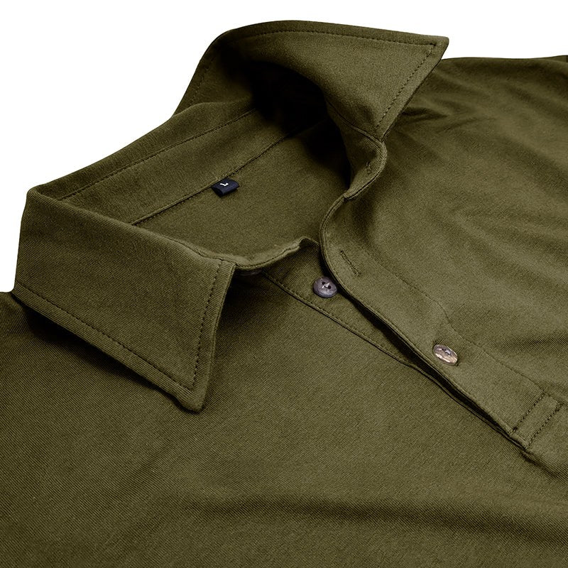 Claus | Men's Long-Sleeve Polo Shirt, Modern Polo Shirt | Bella Blue | Black