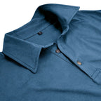 Claus | Men's Long-Sleeve Polo Shirt, Modern Polo Shirt | Bella Blue | Black
