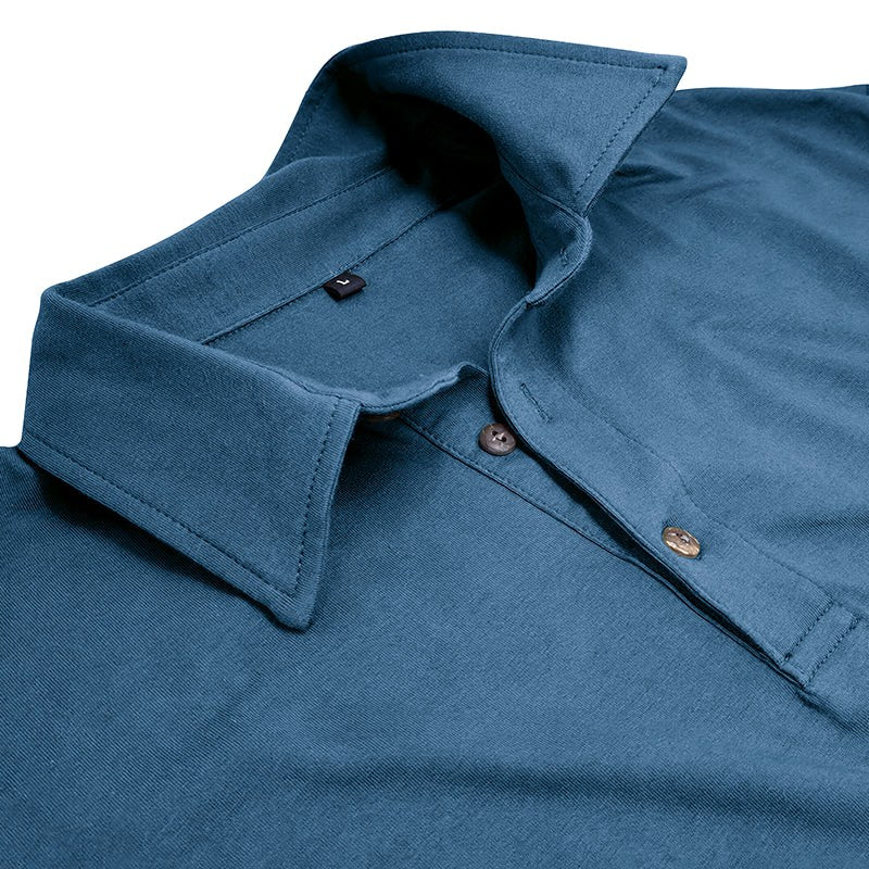 Claus | Men's Long-Sleeve Polo Shirt, Modern Polo Shirt | Bella Blue | Black