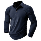 Claus | Men's Long-Sleeve Polo Shirt, Modern Polo Shirt | Bella Blue | Grey