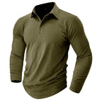 Claus | Men's Long-Sleeve Polo Shirt, Modern Polo Shirt | Bella Blue | Grey
