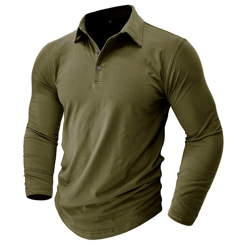 Claus | Men's Long-Sleeve Polo Shirt, Modern Polo Shirt | Bella Blue | Grey