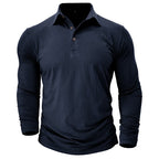 Claus | Men's Long-Sleeve Polo Shirt, Modern Polo Shirt | Bella Blue | Navy Blue