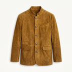 Clayton | Men's Single-Breasted Suede Blazer Jacket, Casual Smart Coat | Bella Blue | Khaki