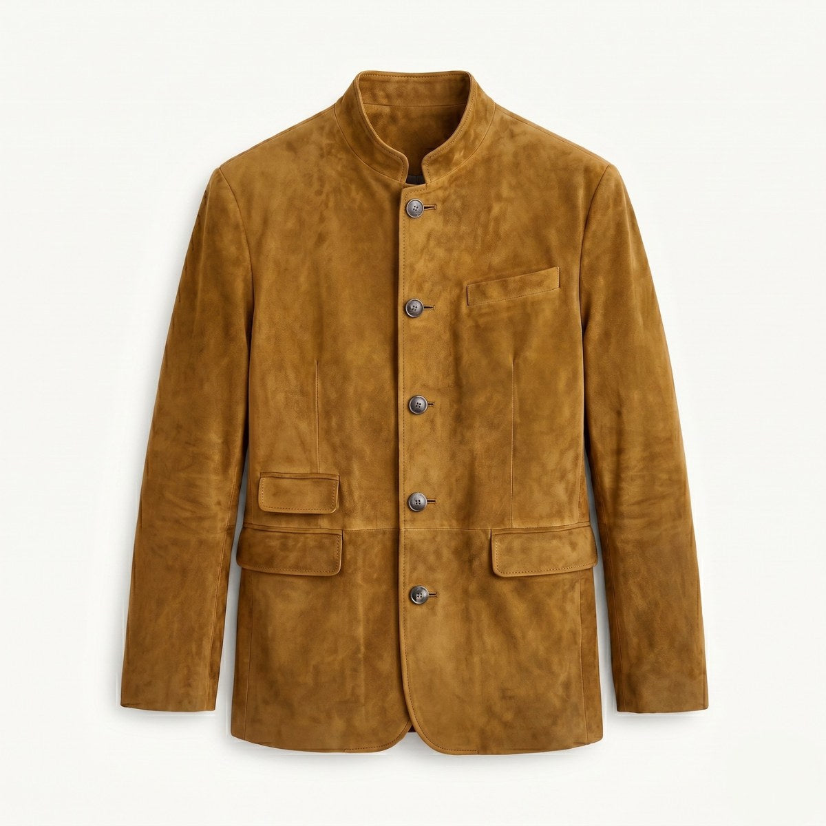 Clayton | Men's Single-Breasted Suede Blazer Jacket, Casual Smart Coat | Bella Blue | Khaki