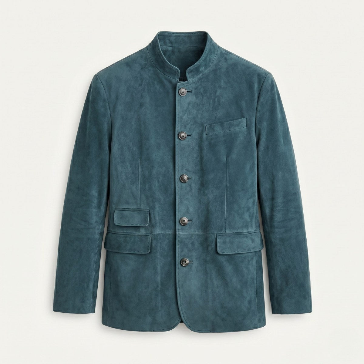 Clayton | Men's Single-Breasted Suede Blazer Jacket, Casual Smart Coat | Bella Blue | Black