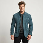 Clayton | Men's Single-Breasted Suede Blazer Jacket, Casual Smart Coat | Bella Blue