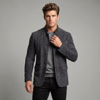 Clayton | Men's Single-Breasted Suede Blazer Jacket, Casual Smart Coat | Bella Blue