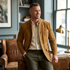 Clayton | Men's Single-Breasted Suede Blazer Jacket, Casual Smart Coat | Bella Blue
