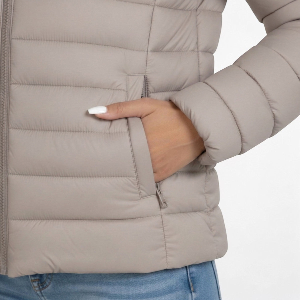 Clemence | Women's Lightweight Quilted Jacket, Slim-Fit Zip Jacket | Bella Blue | Black