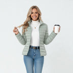 Clemence | Women's Lightweight Quilted Jacket, Slim-Fit Zip Jacket | Bella Blue | Pink