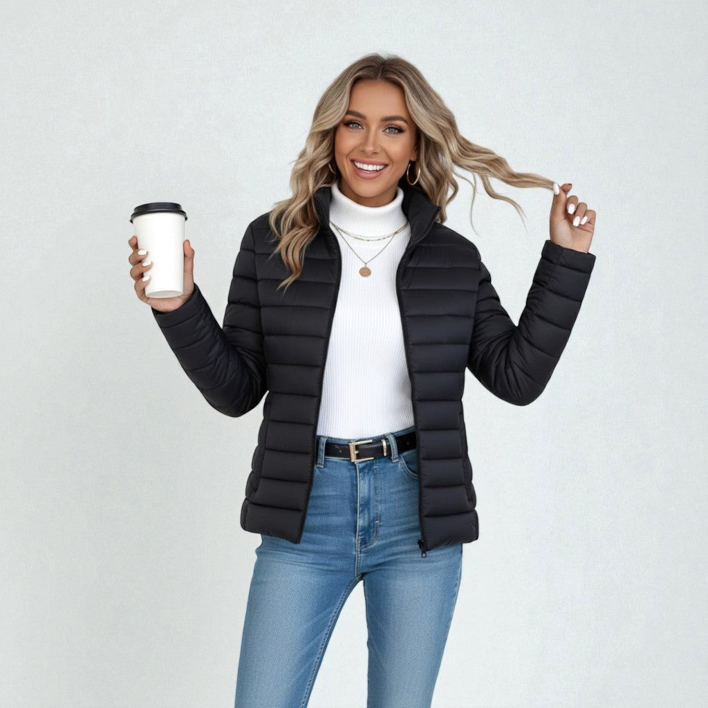 Clemence | Women's Lightweight Quilted Jacket, Slim-Fit Zip Jacket | Bella Blue | Silver grey