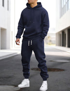 Clive | Men's Hooded Loungewear Set with Joggers, Comfortable Two-Piece Set | Bella Blue | Donkerblauw
