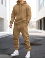 Clive | Men's Hooded Loungewear Set with Joggers, Comfortable Two-Piece Set | Bella Blue | Khaki