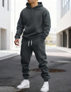 Clive | Men's Hooded Loungewear Set with Joggers, Comfortable Two-Piece Set | Bella Blue | Donkergrijs