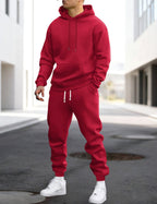 Clive | Men's Hooded Loungewear Set with Joggers, Comfortable Two-Piece Set | Bella Blue | Rood