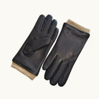 Cody | Men's Faux Leather Winter Driving Gloves, Wool-Lined Warm Gloves | Bella Blue | Black
