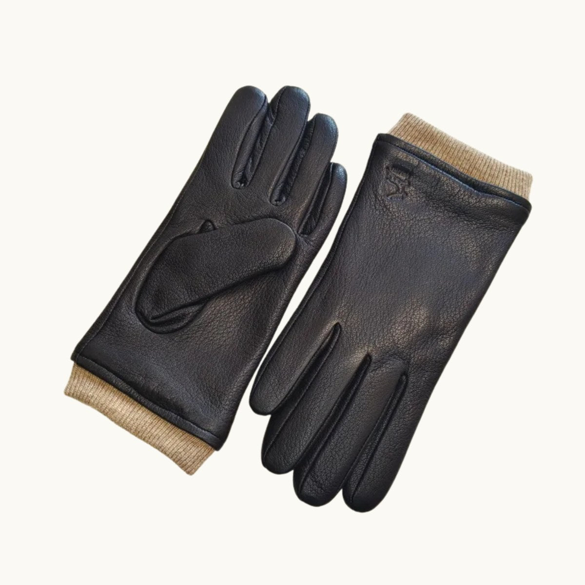 Cody | Men's Faux Leather Winter Driving Gloves, Wool-Lined Warm Gloves | Bella Blue | Black