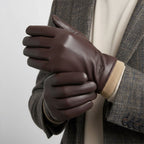 Cody | Men's Faux Leather Winter Driving Gloves, Wool-Lined Warm Gloves | Bella Blue