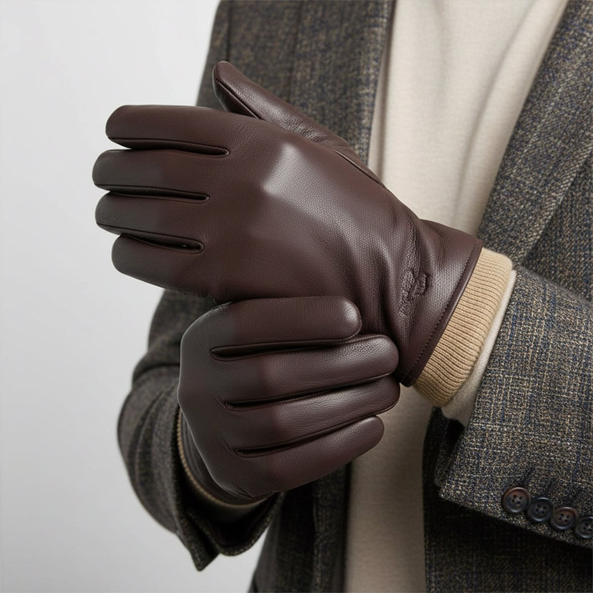 Cody | Men's Faux Leather Winter Driving Gloves, Wool-Lined Warm Gloves | Bella Blue