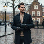 Cody | Men's Faux Leather Winter Driving Gloves, Wool-Lined Warm Gloves | Bella Blue