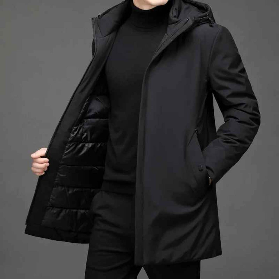 Cody | Men's Hooded Winter Coat, Weather-Resistant Autumn Coat | Bella Blue | Grey