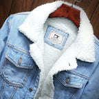 Cole | Men's Denim Trucker Jacket with Fleece Lining, Insulated Winter Jacket | Bella Blue