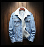 Cole | Men's Denim Trucker Jacket with Fleece Lining, Insulated Winter Jacket | Bella Blue