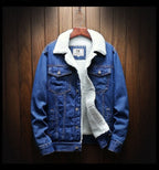 Cole | Men's Denim Trucker Jacket with Fleece Lining, Insulated Winter Jacket | Bella Blue