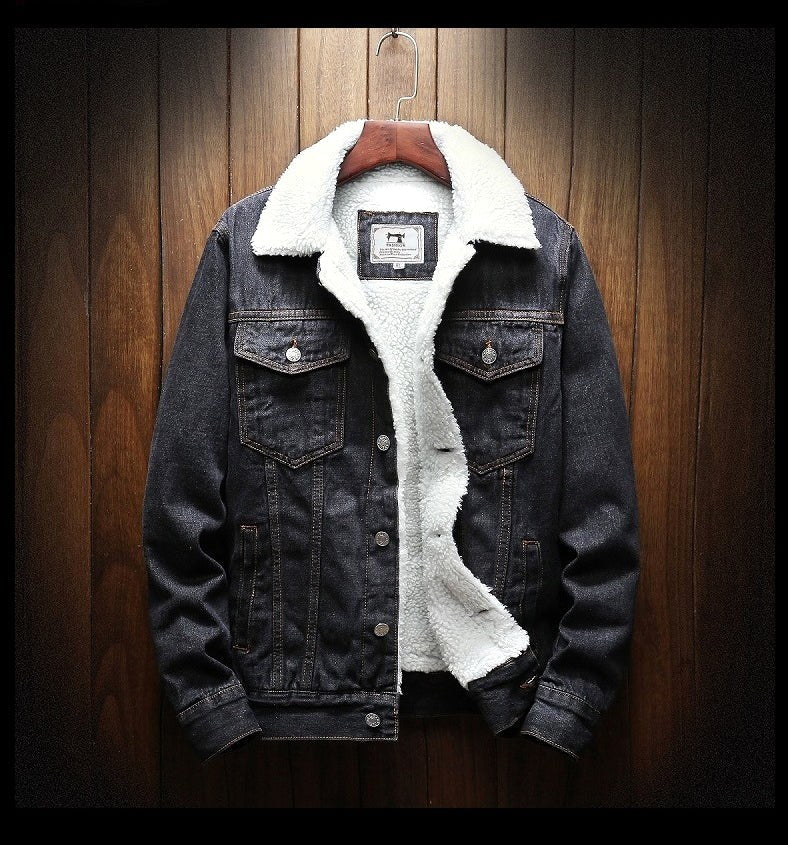 Cole | Men's Denim Trucker Jacket with Fleece Lining, Insulated Winter Jacket | Bella Blue