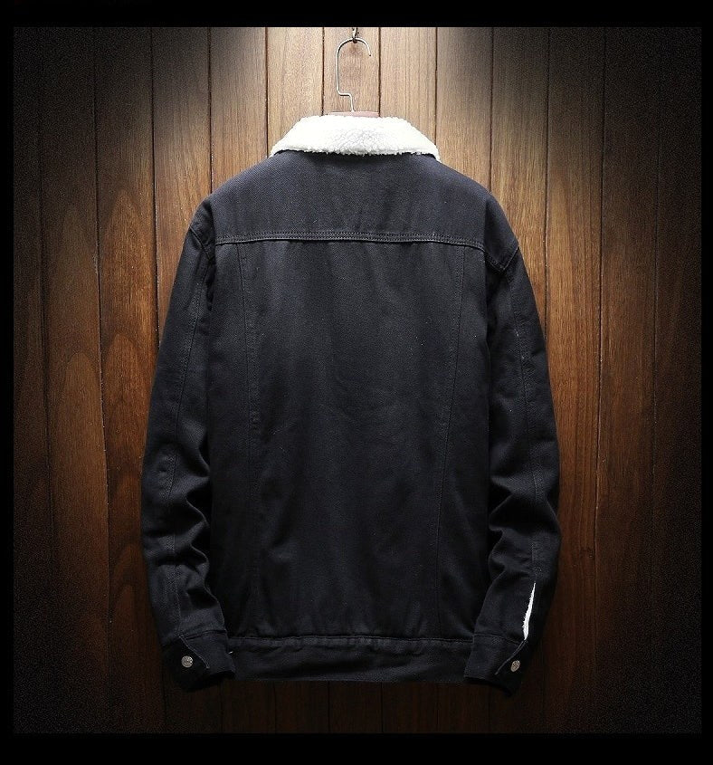 Cole | Men's Denim Trucker Jacket with Fleece Lining, Insulated Winter Jacket | Bella Blue