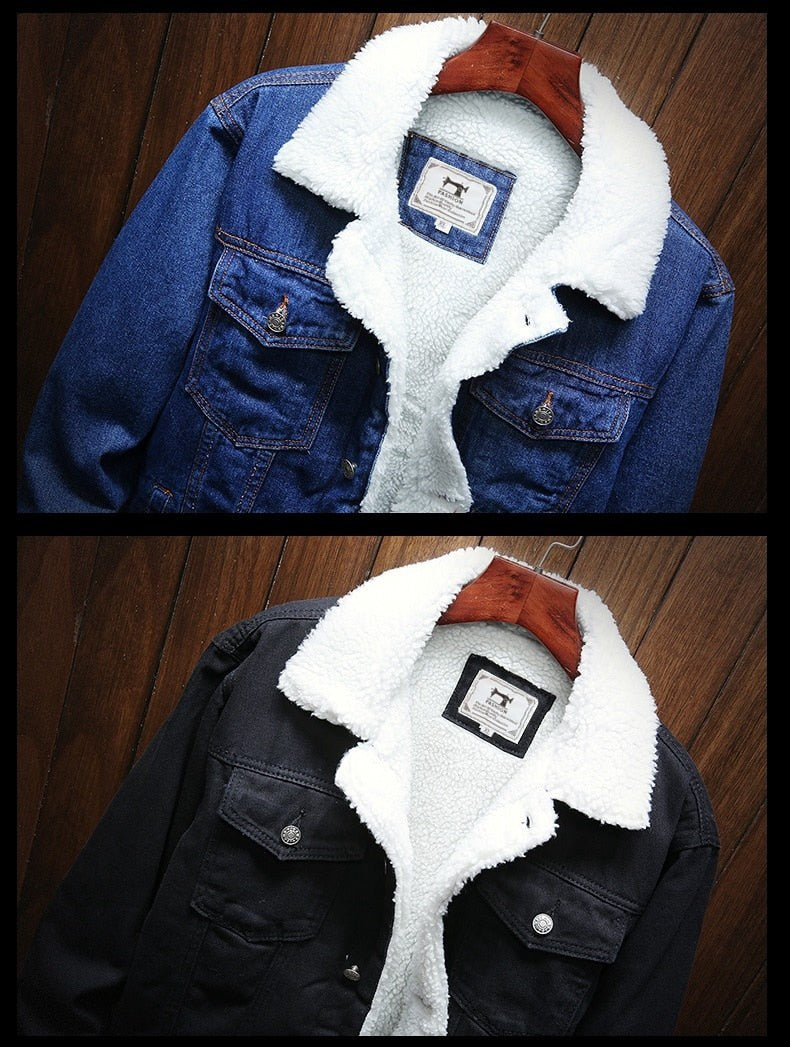 Cole | Men's Denim Trucker Jacket with Fleece Lining, Insulated Winter Jacket | Bella Blue