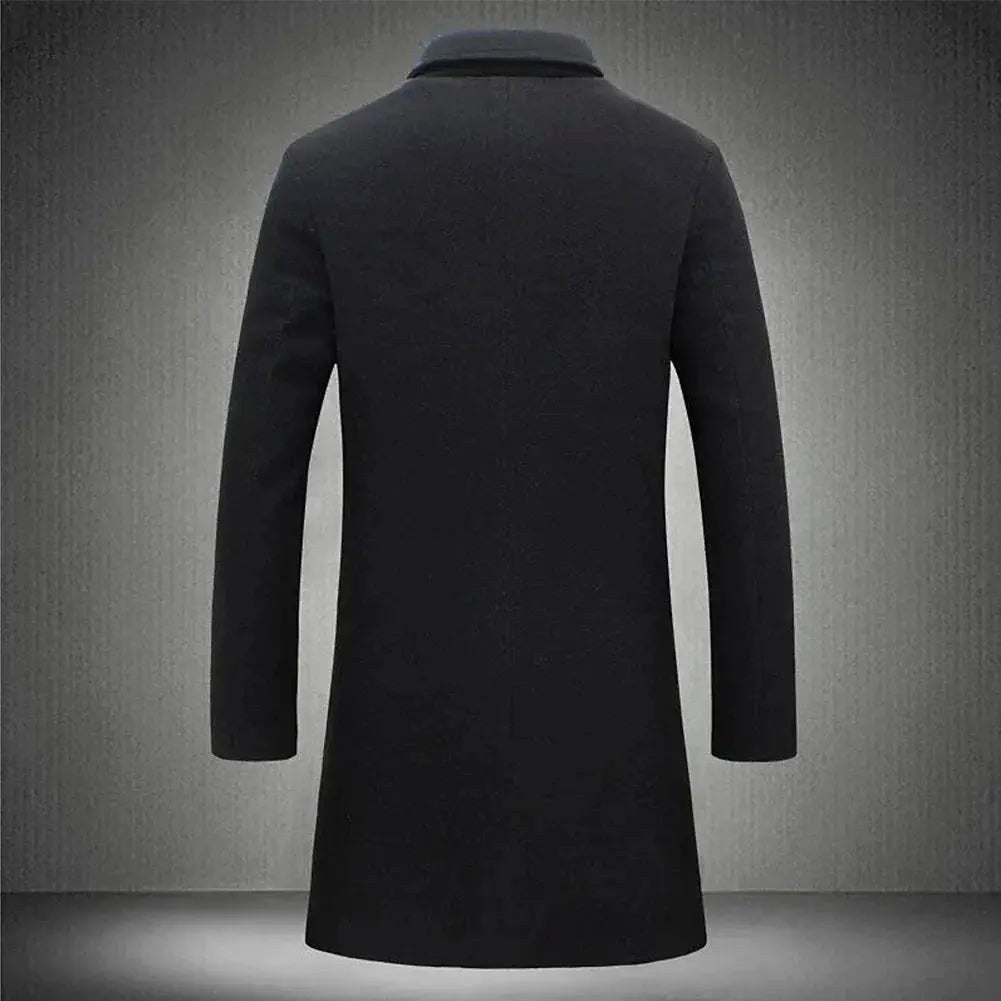Cole | Men's Slim-Fit Long Overcoat, Tailored Autumn Coat | Bella Blue | Darkgrey