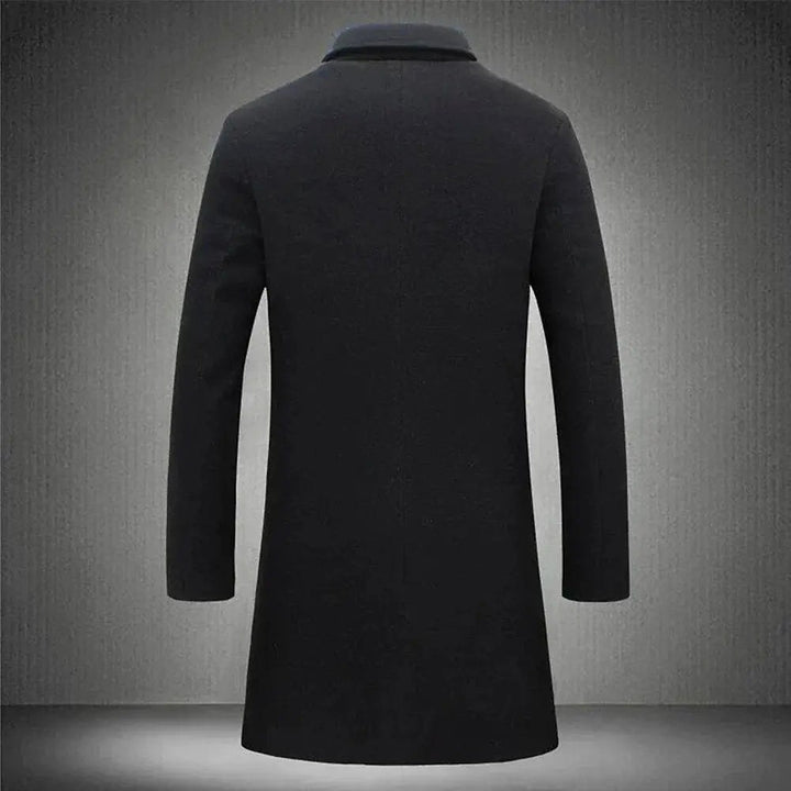 Cole | Men's Slim-Fit Long Overcoat, Tailored Autumn Coat | Bella Blue | Darkgrey