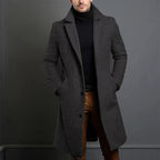 Cole | Men's Slim-Fit Long Overcoat, Tailored Autumn Coat | Bella Blue | Black