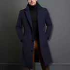Cole | Men's Slim-Fit Long Overcoat, Tailored Autumn Coat | Bella Blue