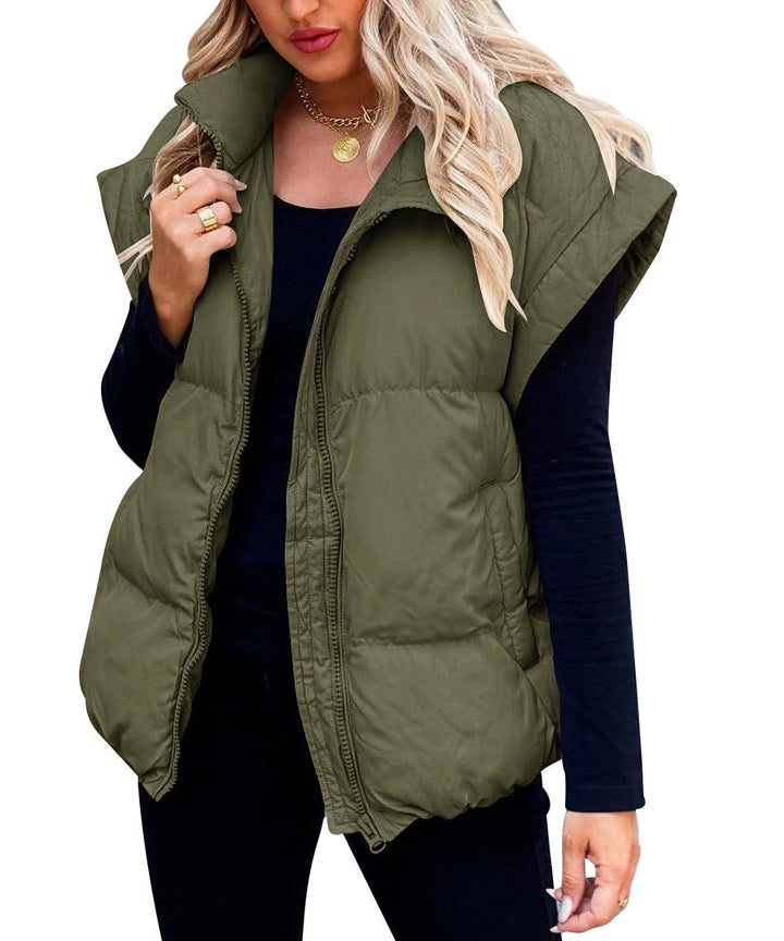 Colette | Women's Sleeveless Quilted Puffer Vest, Stand Collar Gilet | Bella Blue