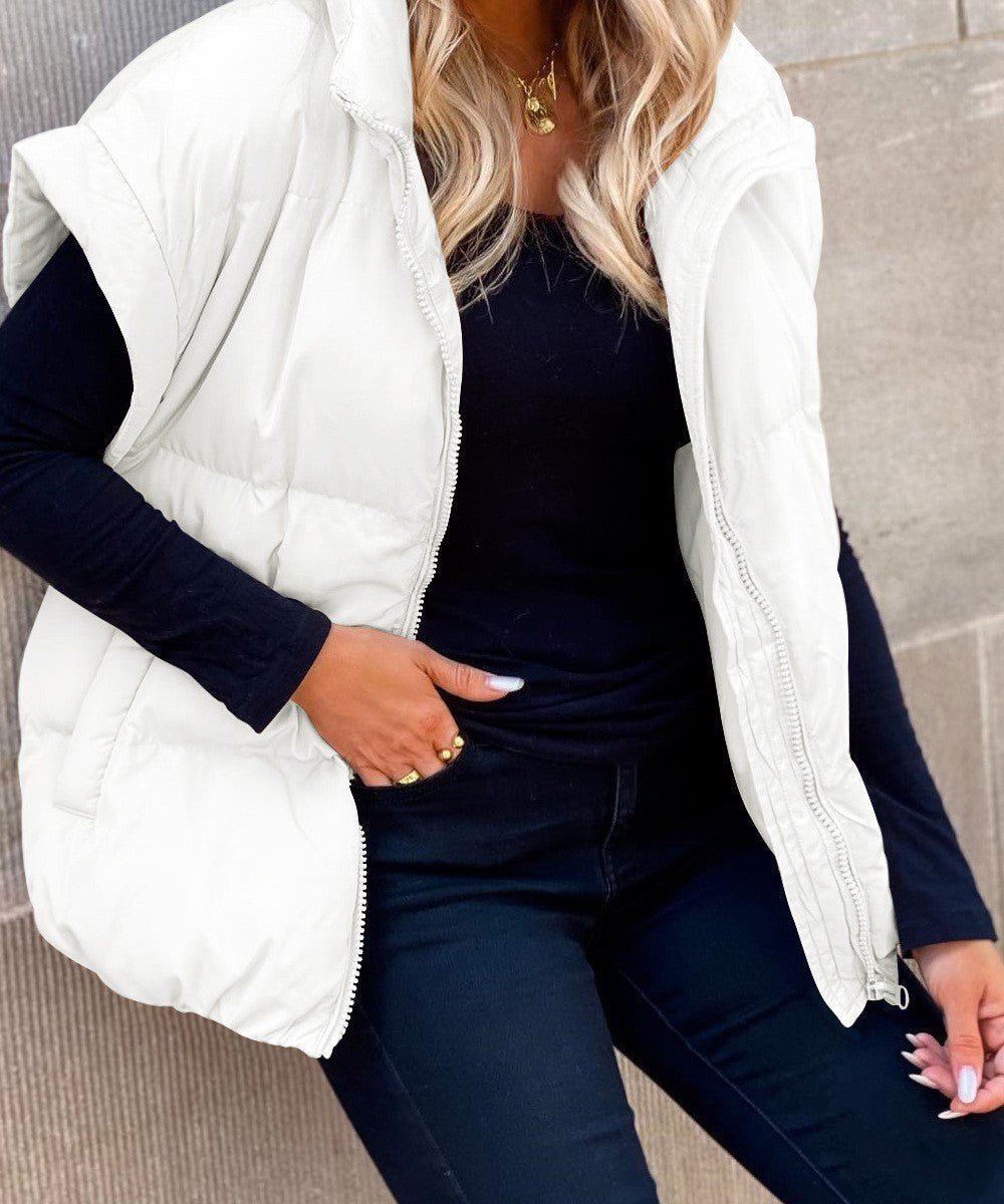 Colette | Women's Sleeveless Quilted Puffer Vest, Stand Collar Gilet | Bella Blue