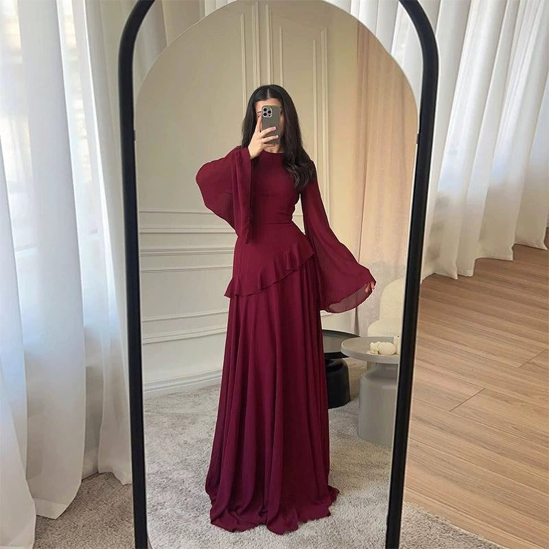 Colette | Women's Tiered Maxi Dress with Bell Sleeves, Formal Wedding Guest Dress | Bella Blue