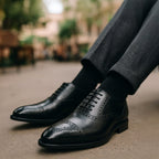 Colin | Men's Leather Brogue Dress Shoes, Formal Cowhide Loafers | Bella Blue