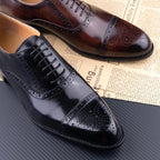 Colin | Men's Leather Brogue Dress Shoes, Formal Cowhide Loafers | Bella Blue