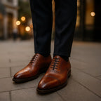 Colin | Men's Leather Brogue Dress Shoes, Formal Cowhide Loafers | Bella Blue