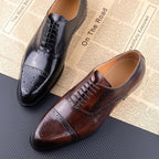 Colin | Men's Leather Brogue Dress Shoes, Formal Cowhide Loafers | Bella Blue