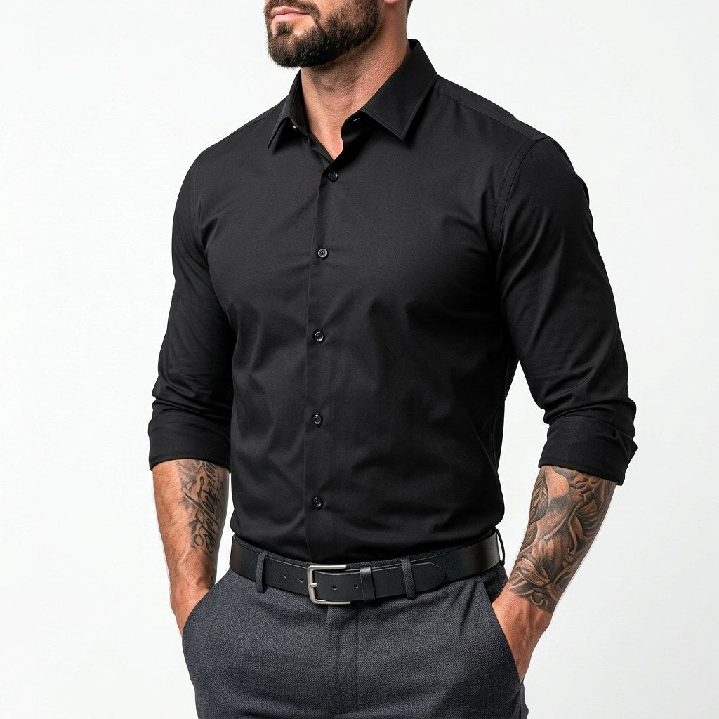 Colin | Men's Slim-Fit Stretch Shirt, Crease-Resistant Business Shirt | Bella Blue